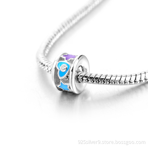 Customized 925 sterling silver enamel stars charms/beads